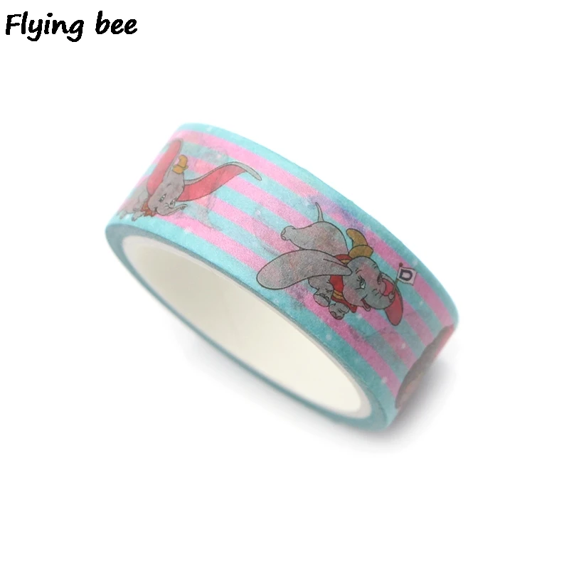 Flyingbee 15 мм X 5 м Бумага васи клейкие ленты слон Дамбо Kawaii клейкая лента DIY Скрапбукинг наклейка этикетка маскирующая лента X0263