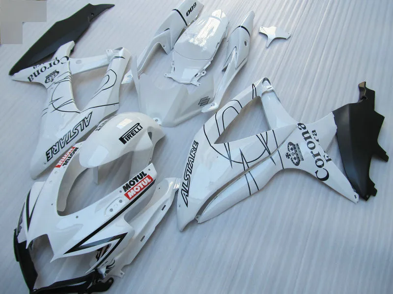Набор обтекателей для литья под давлением GSXR600 750 K8 08 09 GSXR 600 GSXR750 2008 2009 ABS белый