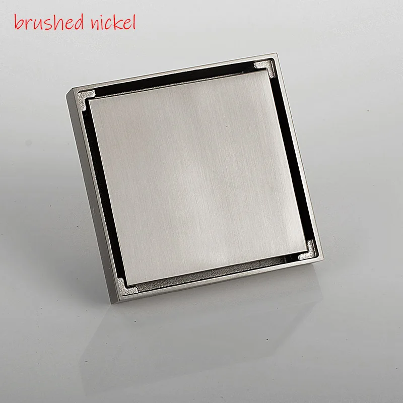 brushed nickel Медный душевой трап для ванной комнаты трап для пола квадратная Ванная комната Душ-трап плитка вставка хром/матовый золото/черный/золото/матовый Ni - Цвет: brushed nickel