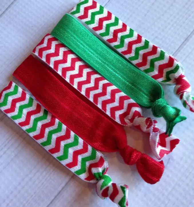 

1000pcs Holiday Hair Ties, Christmas Chevron Hair Ties, Girls Gift Winter Hair Ties Free Shipping