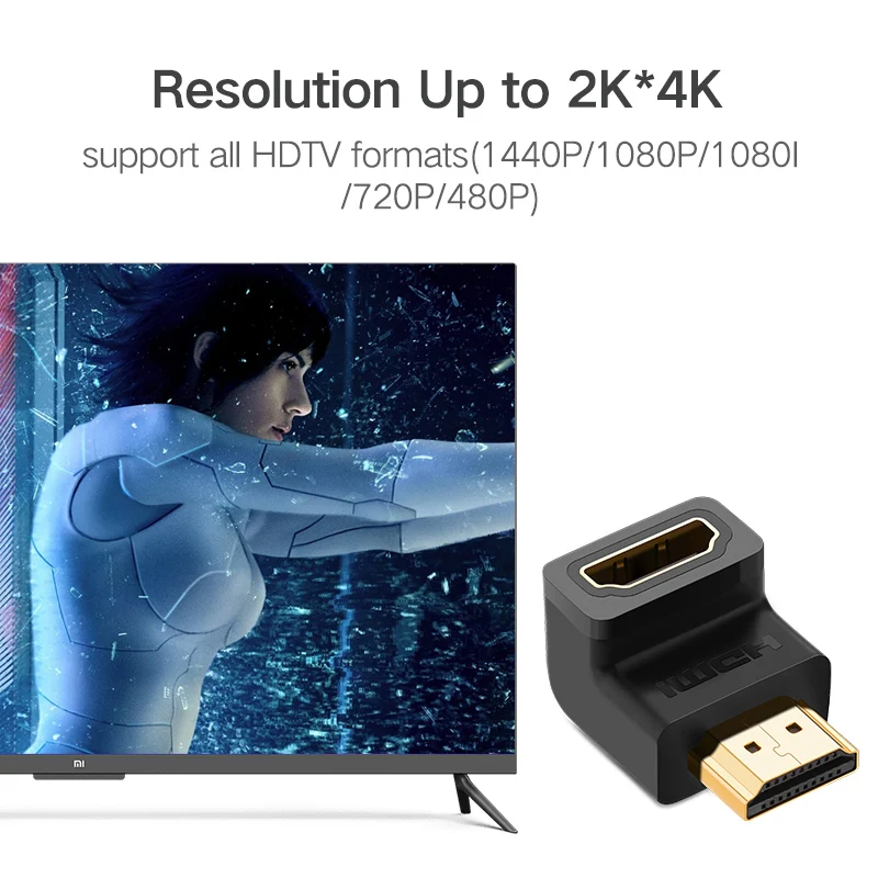 Ugreen HDMI совместимый адаптер 270 90 градусов с прямым углом папа мама кабель
