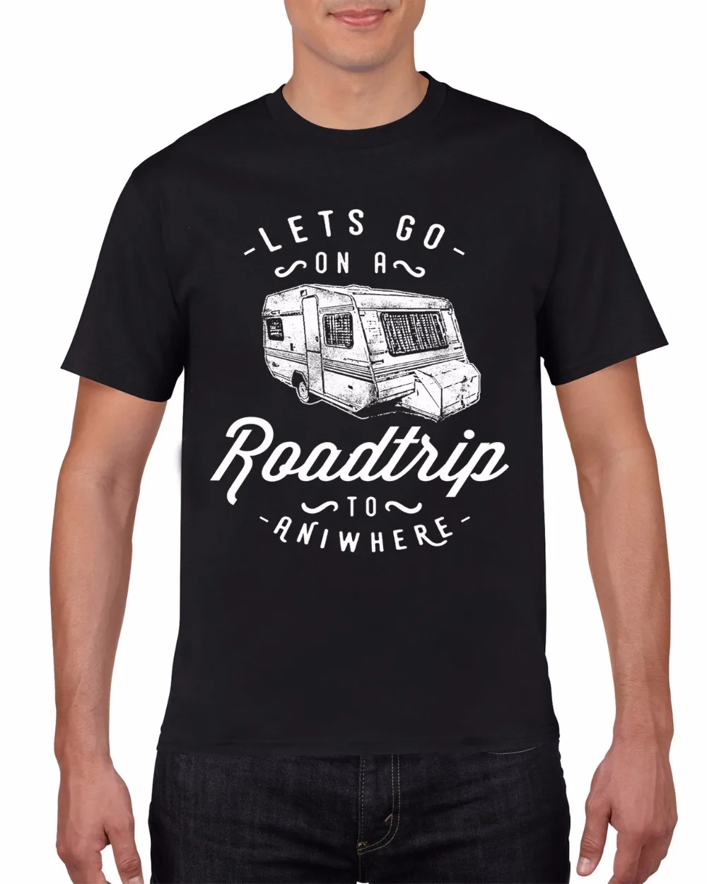 Новая модная мужская футболка Fisher Lets Go On A Roadtrip Мужская черная самая низкая цена % |