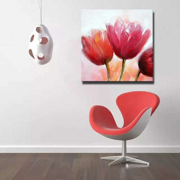 Оптовая продажа 100% толстый текстурированный Нож Тюльпан ручной работы Картина