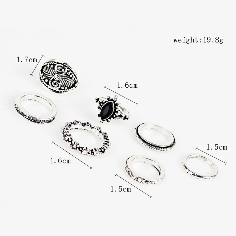 Набор Колец La MaxZa в готическом стиле классический набор из черной смолы подходит