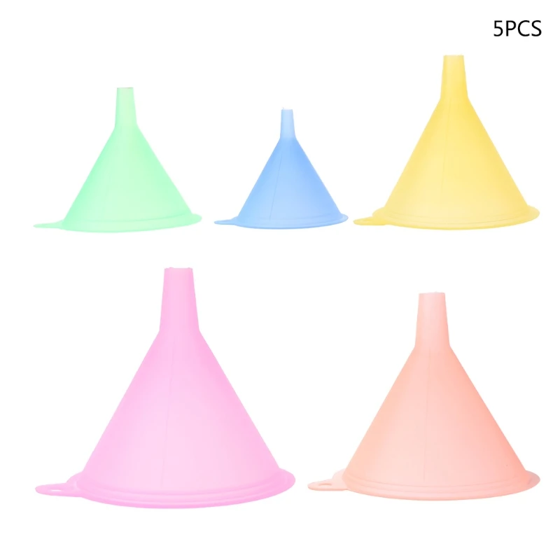 

5Pcs Colorful Plastic Funnel Small Medium Large Variety Liquid Oil Kitchen Set