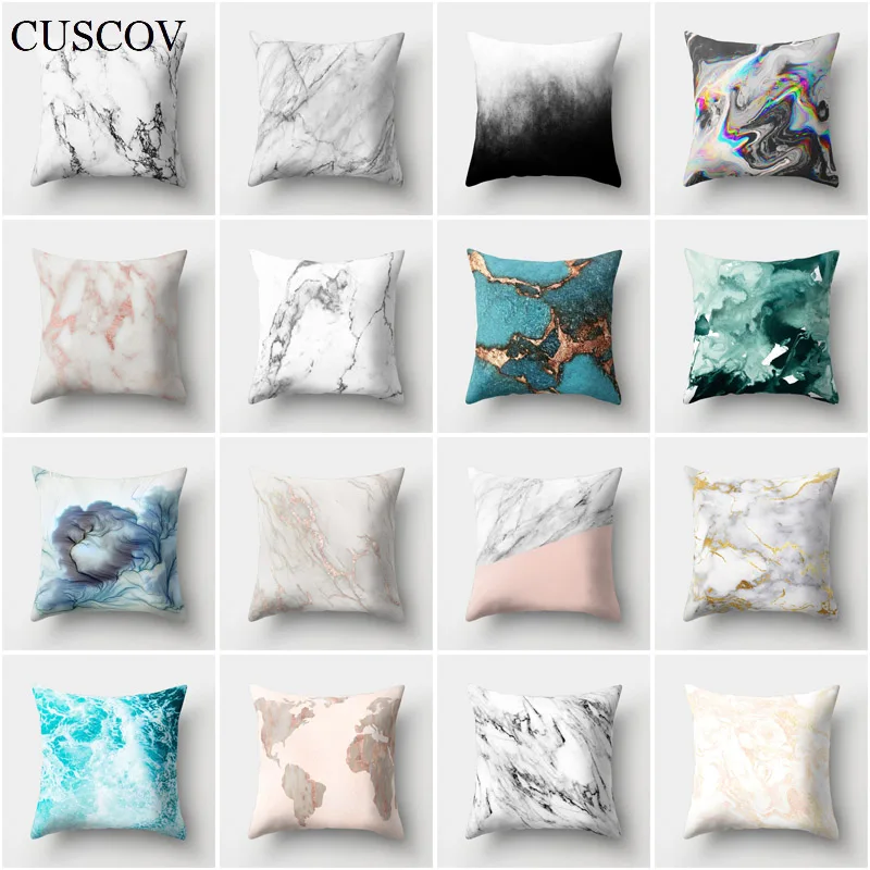 

CUSCOV new geometric sofa cushion cover marine landscape picture polyester wedding decoration pillow case home pillow cover gift
