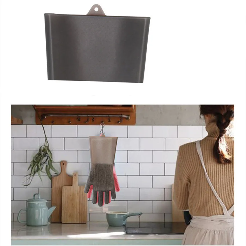 1 пара волшебных силиконовых резиновых перчаток для мытья посуды скруббер