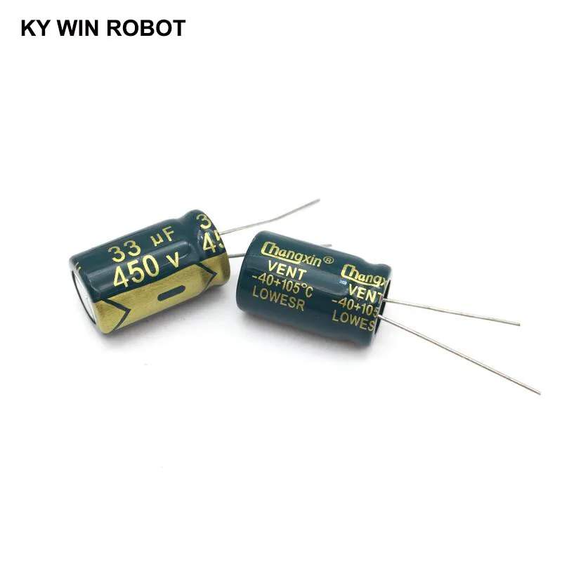10 шт алюминиевый электролитический конденсатор 33 мкФ 450 V 13*20mm frekuensi tinggi радиальный электролитический конденсатор
