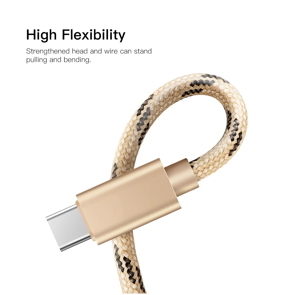 Зарядный кабель USB Type C нейлоновый плетеный для передачи данных и синхронизации