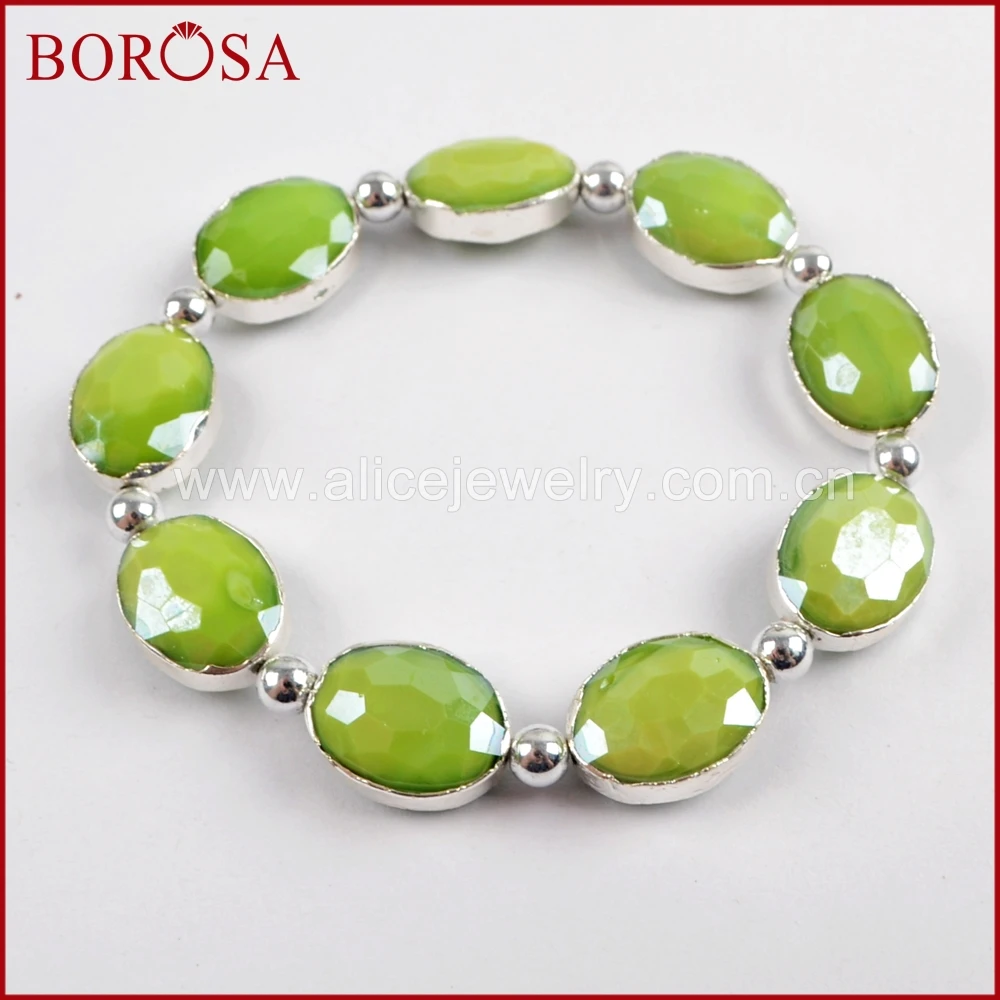 BOROSA 5/10 шт. 6 5 дюймов овальные многообразные Камни посеребренные браслеты