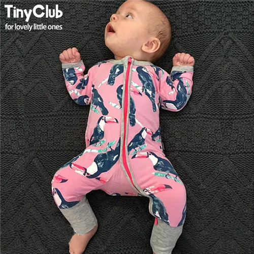 Tinypeople Горячая Спортивный костюм для малышей; детский комбинезончик с длинными рукавами; осенняя одежда для мальчиков и девочек хлопковые носки для новорожденных комбинезон для малышей, комбинезон, комплект одежды - Цвет: Parrot