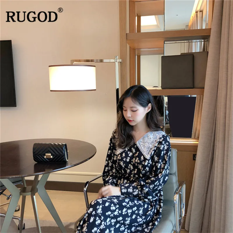 Женское винтажное платье трапеция RUGOD длинное с цветочным принтом пляжные