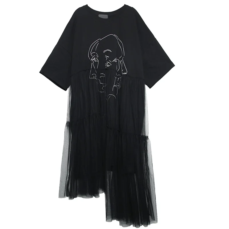 Вышивка Тюль пряный платье лицо Oversize лето девушка сетки платья Для женщин Элегантный Костюмы корейский LT453S50