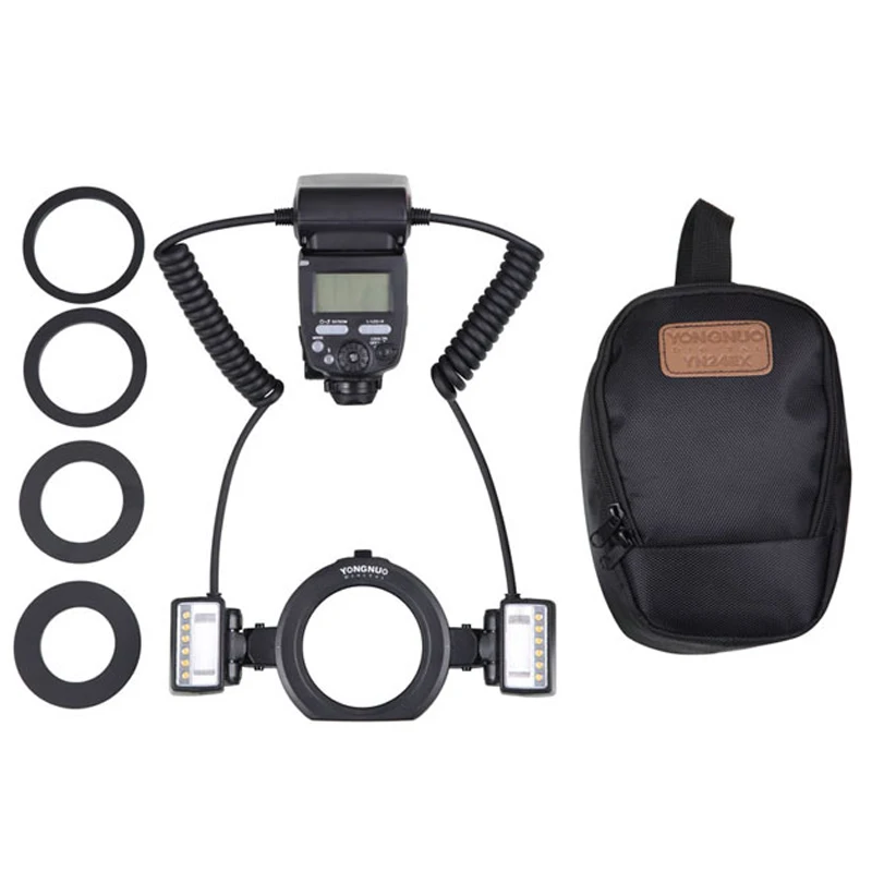 Yongnuo YN24EX E-TTL Макро Вспышка Speedlite для Canon EOS1Dx 5D3 5D4 6D2 R5 90D камеры с 2 шт. вспышки + 4