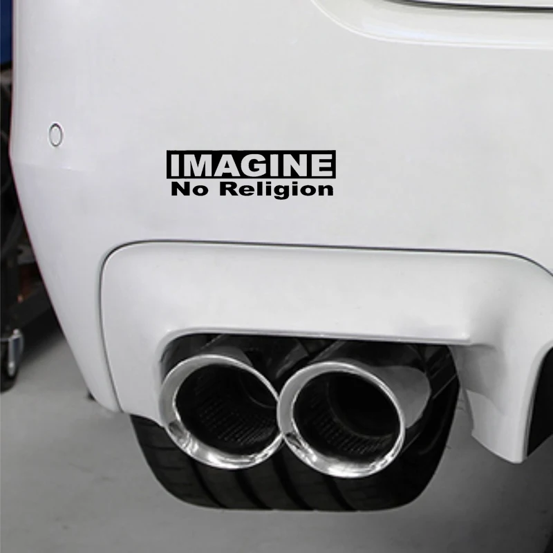 

QYPF 15CM*4.4CM Personality Imagine No Religion Vinyl Waterproof Car Sticker Decal Black Silver C15-2315