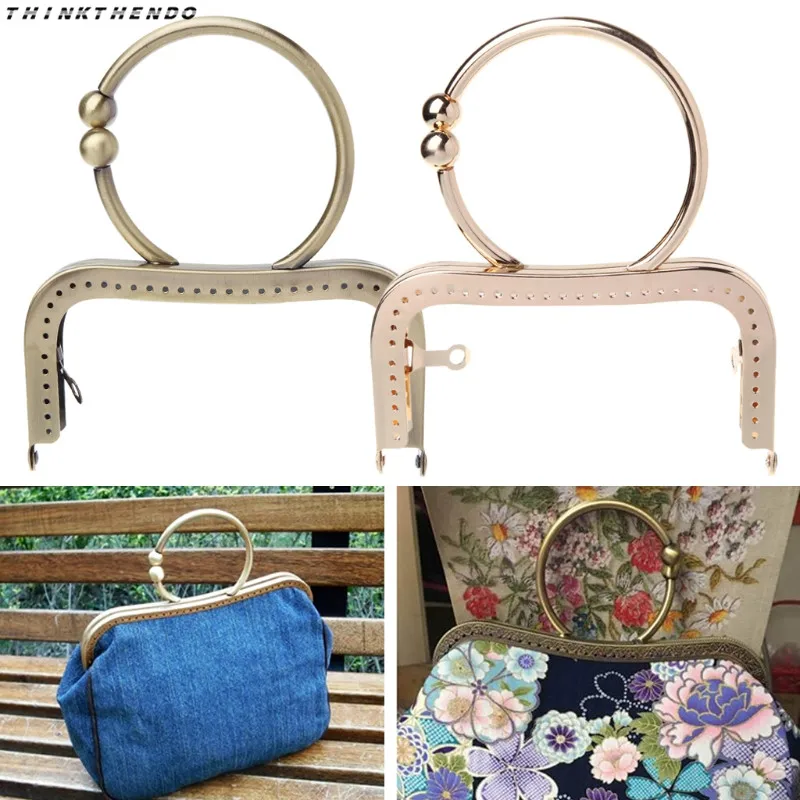 THINKTHENDO 1 Pc Vintage Metal Purse Bag Frame Kiss Clasp Lock With Handle 12.5cm Hot New Accessories High Quality