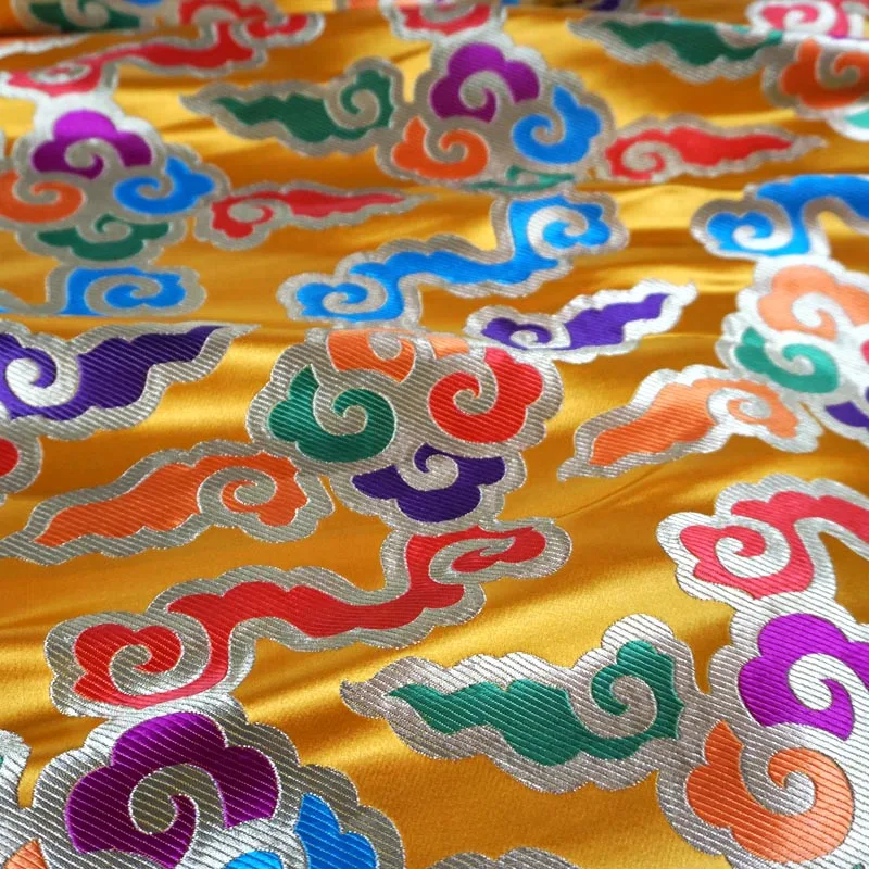 

Golden color colorful xiangyun good lucky/thickening ancient brocade silk satin brocade fabric cloth/100CM*70CM
