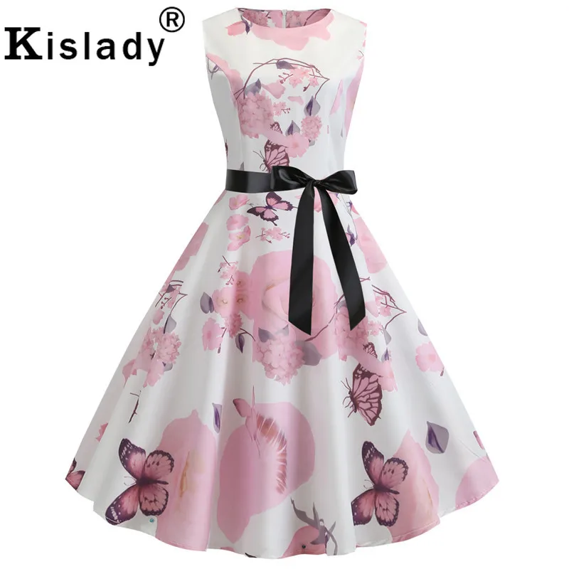 Summer Women's Butterfly Music Note Print Vintage Dress Striped Sleeveless Swing Black Casual Plus Size Vertidos | Женская одежда