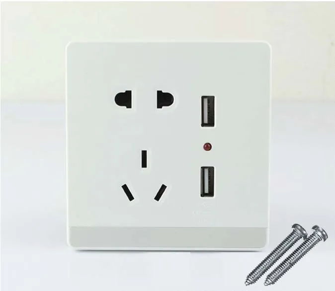 

Настенная розетка с двумя USB-портами и зарядным устройством