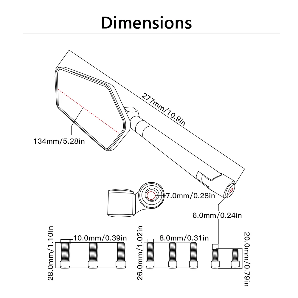 

Aluminum Alloy Motorcycle Rearview Side Mirror Motorbike Moto Handlebar Mirror FOR KAWASAKI HONDA ATV SUZUKI BMW Street Bike