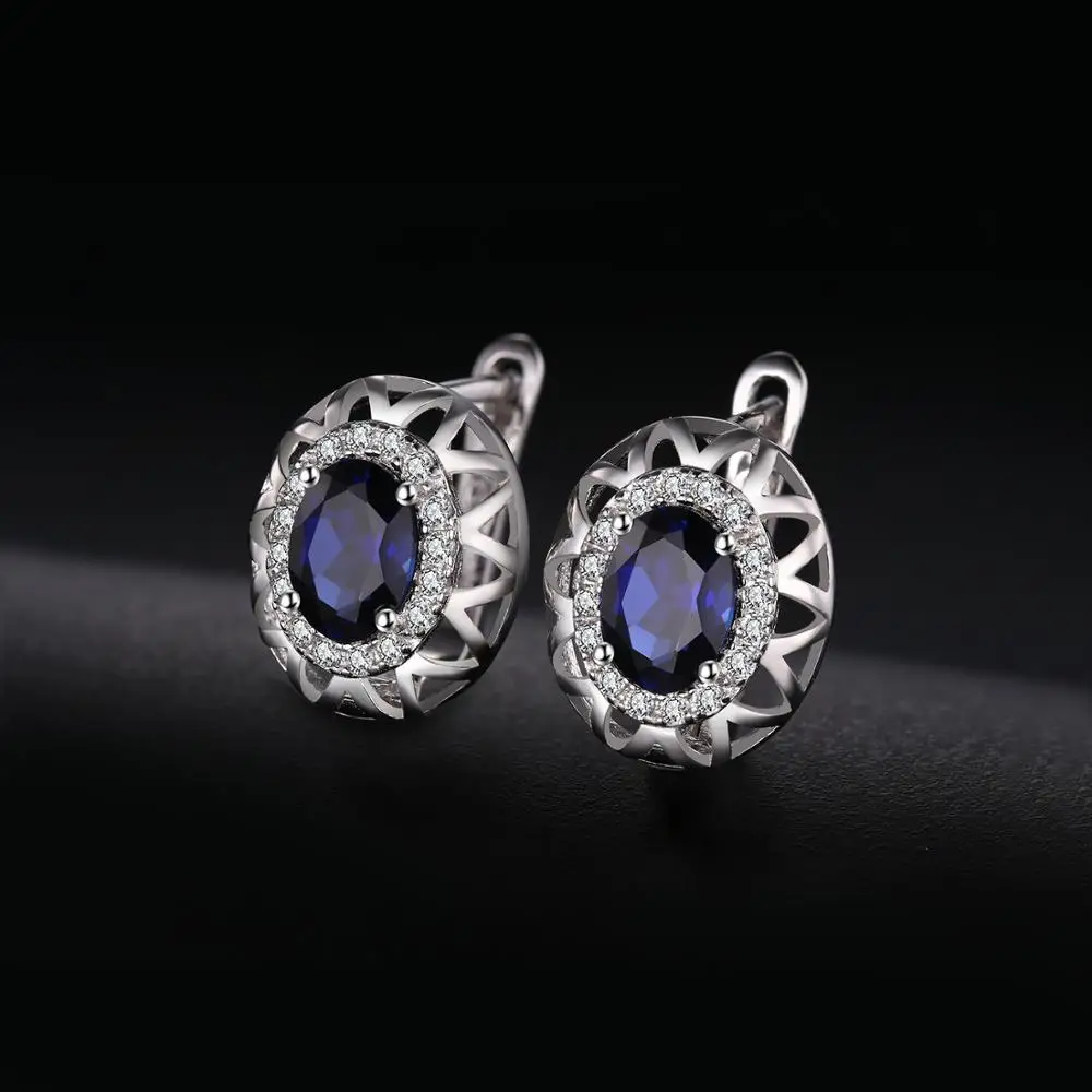 Jewelrypalace 2.4ct создан сапфир уникальный Дизайн клип на Серьги для Для женщин 925 серебро заявление серьги Красивые ювелирные изделия