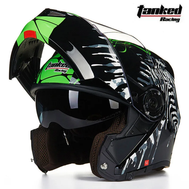 Мотоциклетный шлем T270 мотоциклетный с откидной крышкой и двойным объективом