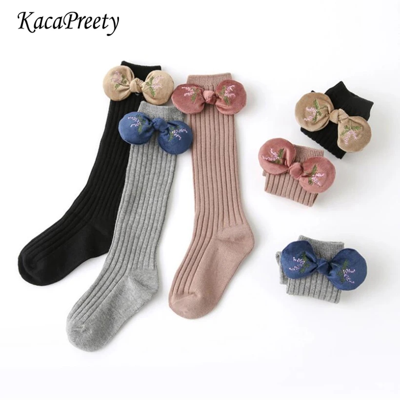 Винтажные бархатные носки с вышивкой для девочек осенние Хлопковые гольфы