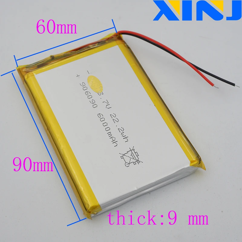 XINJ 3 7 В 6000 мАч литий полимерный аккумулятор lipo cell 906090 для GPS PSP PS5 ipod PAD MID