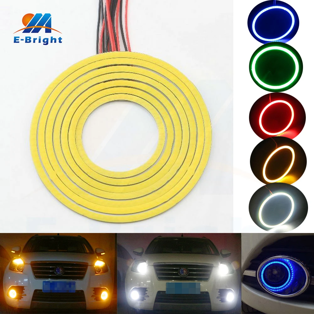 2 пары(4 шт.) COB Led гало кольца 60 мм 70 мм 80 мм 90 мм 100 мм 110 мм 120 мм 12V Автомобильные фары глаза ангела фары белого и синего цвета красного и желтого цветов