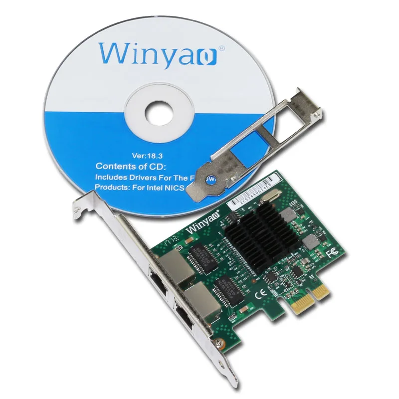 Winyao E575T2 двухпортовый PCI-E X1 Gigabit Ethernet Сетевая карта 10/100/1000 Мбит/с LAN адаптер контроллер проводной 82575 E1G42ET