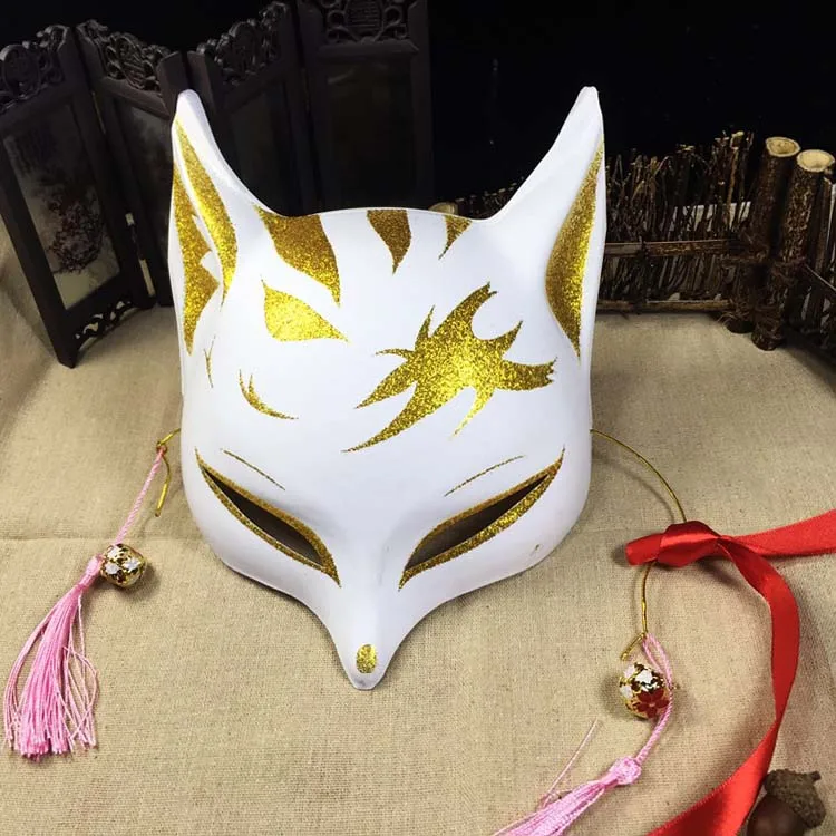 Взрослая маска лисы в японском стиле Косплей Хэллоуин Аниме Сделай Сам красочная