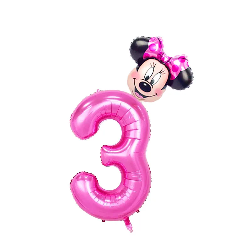 2 шт./лот 40 дюймов розовый и голубой номер Фольга надувные шары Mickey воздушный шар "Минни" Рисунок От 1 до 5 лет детская футболка для мальчиков и девочек, День рождения деко