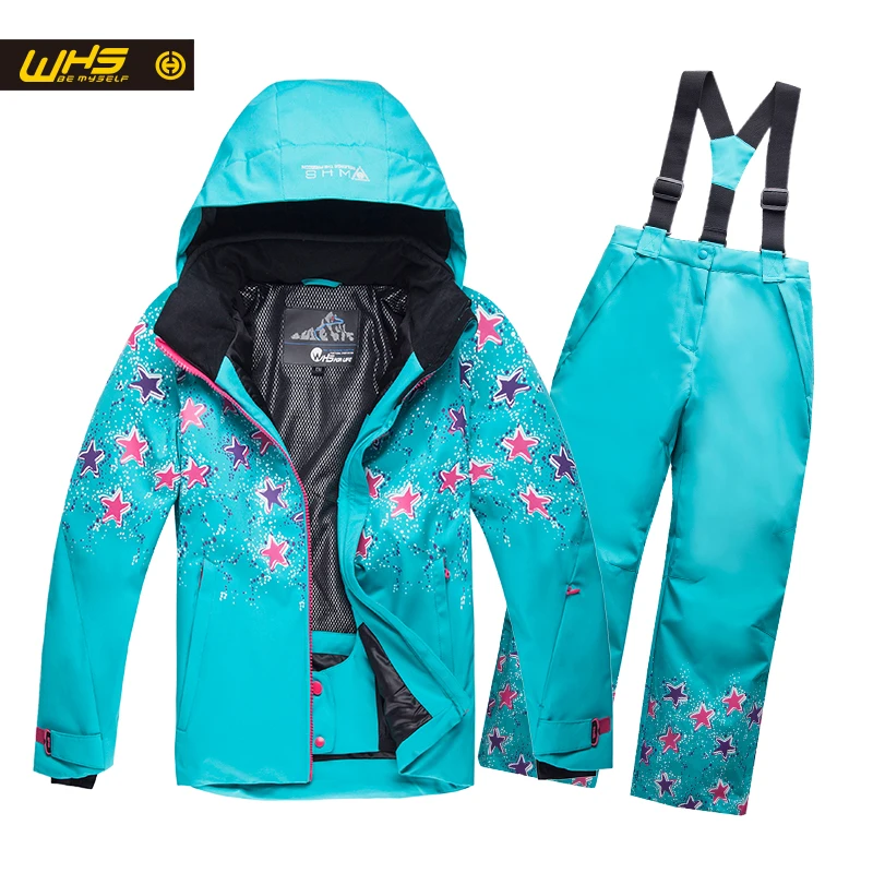 WHS Новые девушки лыжный костюм подросток лыжи куртка и тяжелое дыхание Детей