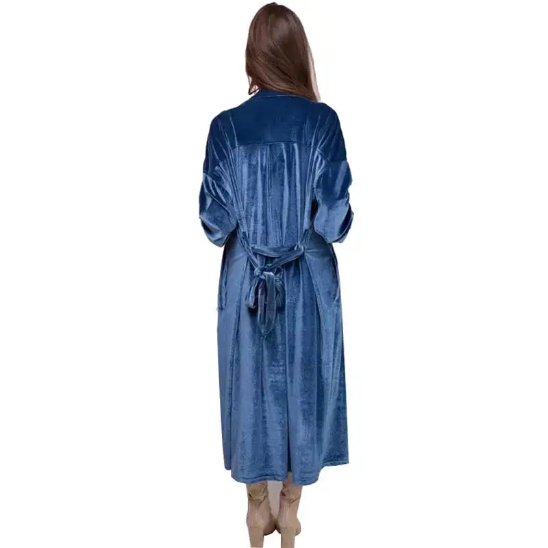 Бохо стиле тренчи Velvet Wrap регулируемый пояс с отложным воротником длинное зимнее