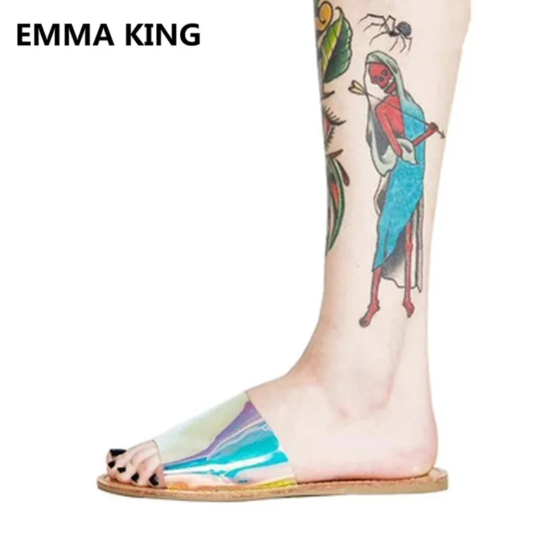 2019 г. блестящая ПВХ прозрачные женские шлепанцы римские сандалии повседневная