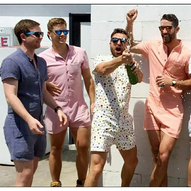 Модные мужские шорты Ползунки Лето с коротким рукавом стрейч комбинезон