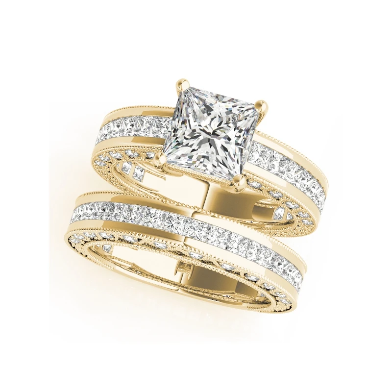 COLORFISH Genuine 925 Sterling Silver Princess Cut 1.6ct Cubic Zirconia Wedding Band Solitaire Engagement Ring Bridal Sets | Украшения и