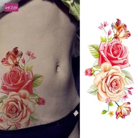 1 piece3d temporary tattoos arm red rose flower tattoo waterproof female body art tattoo