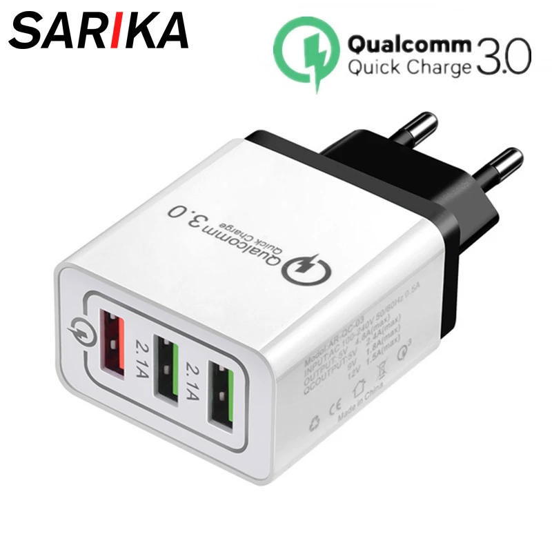 Sarika 3 порта Быстрая зарядка 3,0 USB зарядное устройство адаптер для iPhone samsung мобильный телефон Быстрая зарядка QC3.0 QC 3,0 USB США ЕС мульти зарядное устройство