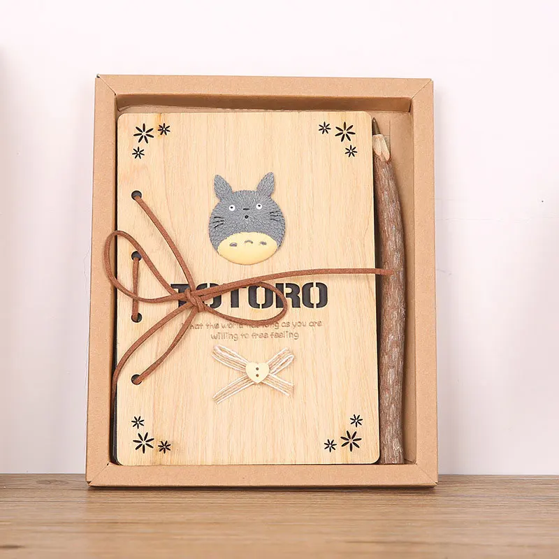 Винтажный блокнот caderно Деревянный Тоторо 40 листов Molang чистый дневник