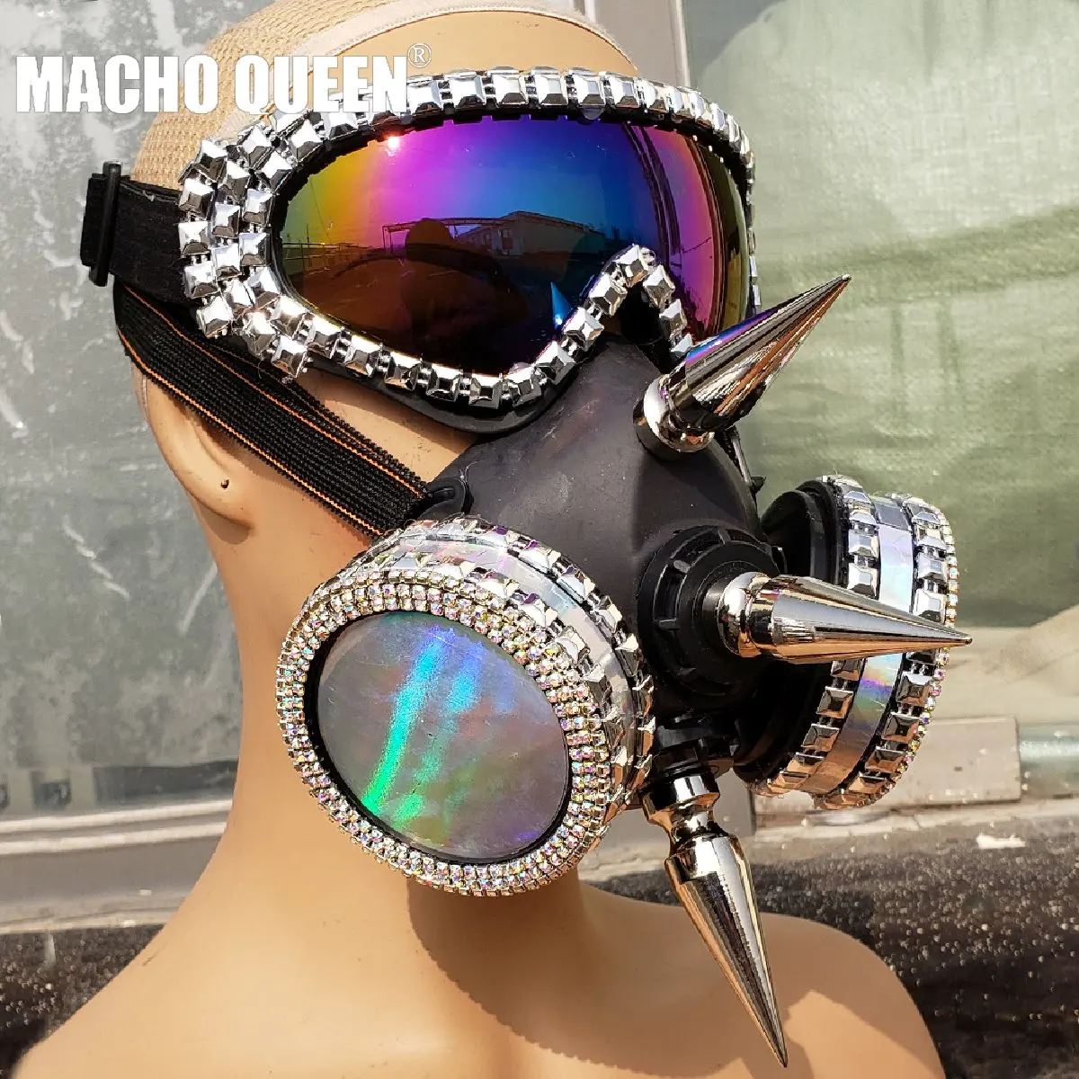 Голографические очки Streampunk мужские аксессуары маска-Спайк костюм для