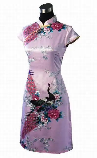 Лидер продаж белый китайский женский Шелковый Чонсам с лямкой на шее мини-платье