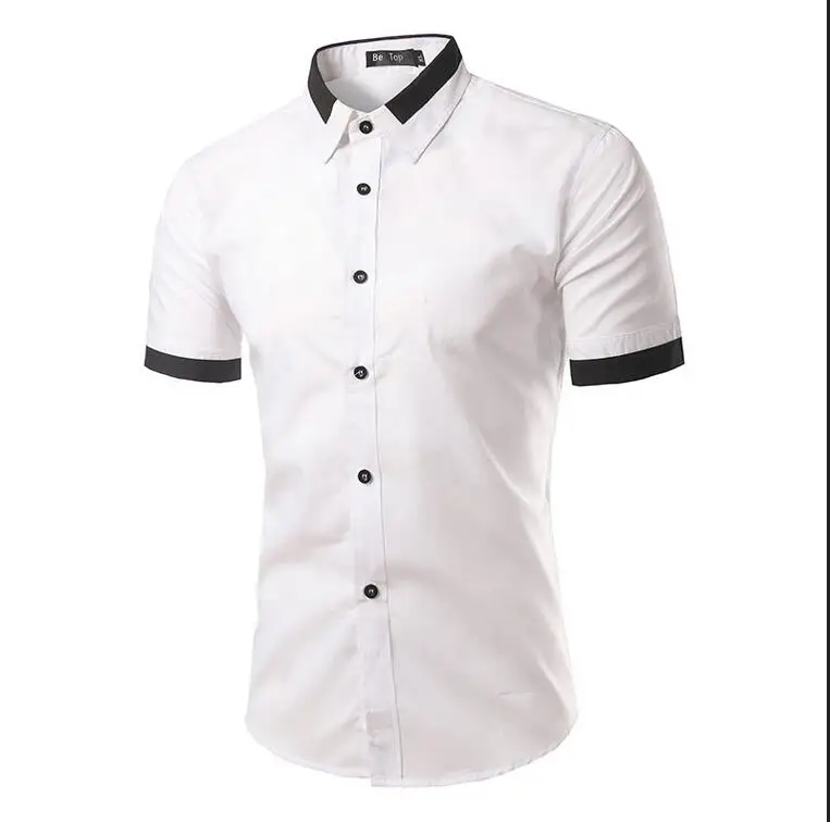 new Summer mens short sleeve shirts slim Fit Camisa Masculina Casual Dress shirt Soical Fashion dress casual Chemise homme | Мужская