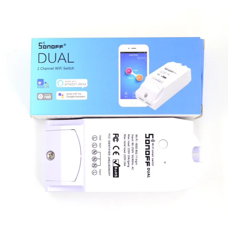 Интеллектуальный выключатель света SONOFF двойной 2CH 2 Gang 10A 220V 16A 3500W WiFi Беспроводной умный переключатель дистанционного Управление светильник