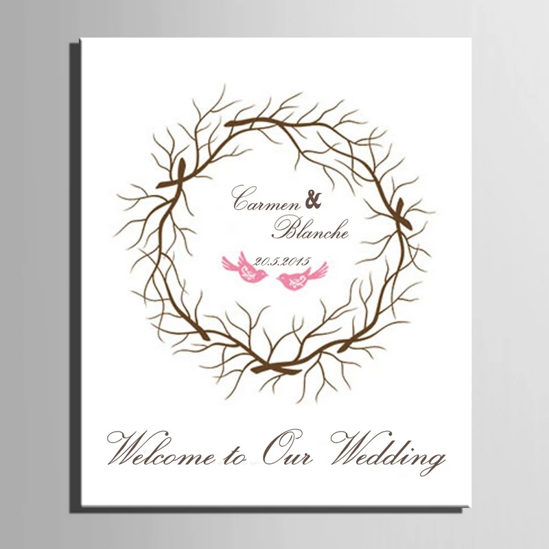 DIY отпечаток пальца Подпись холст живопись гирлянда счастья любовника свадебный