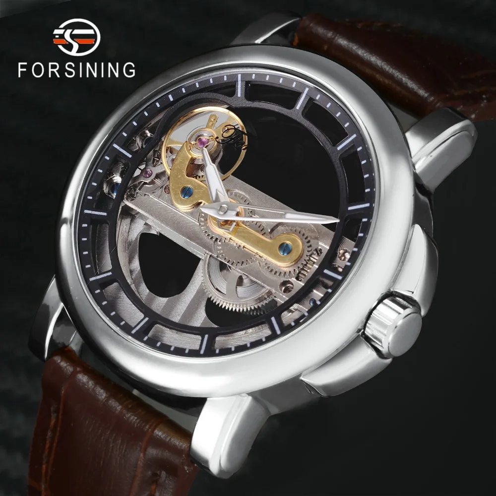 FORSINING лучший бренд класса люкс Золотой мост часы для мужчин Уникальный ход