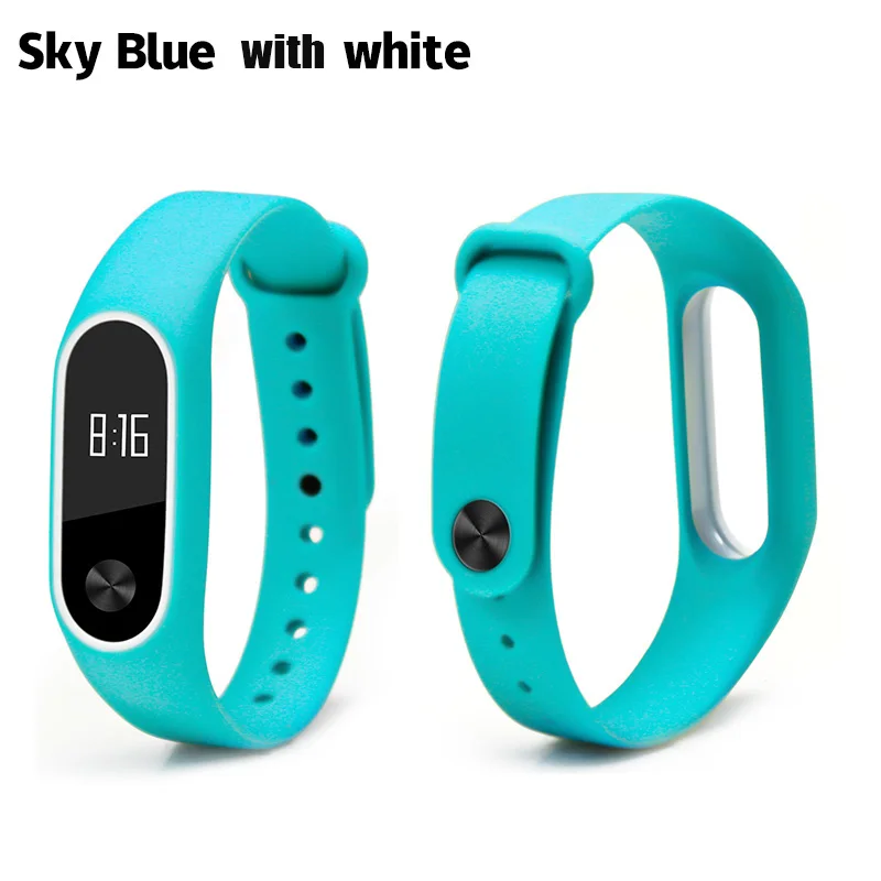 Sky with white BOORUI mi band 2 ремешок двойной цвет mi Группа 2 аксессуары pulseira mi Группа 2 ремешок замена силиконовый браслет для xiaomi mi2 умный Браслет - Цвет: Sky with white