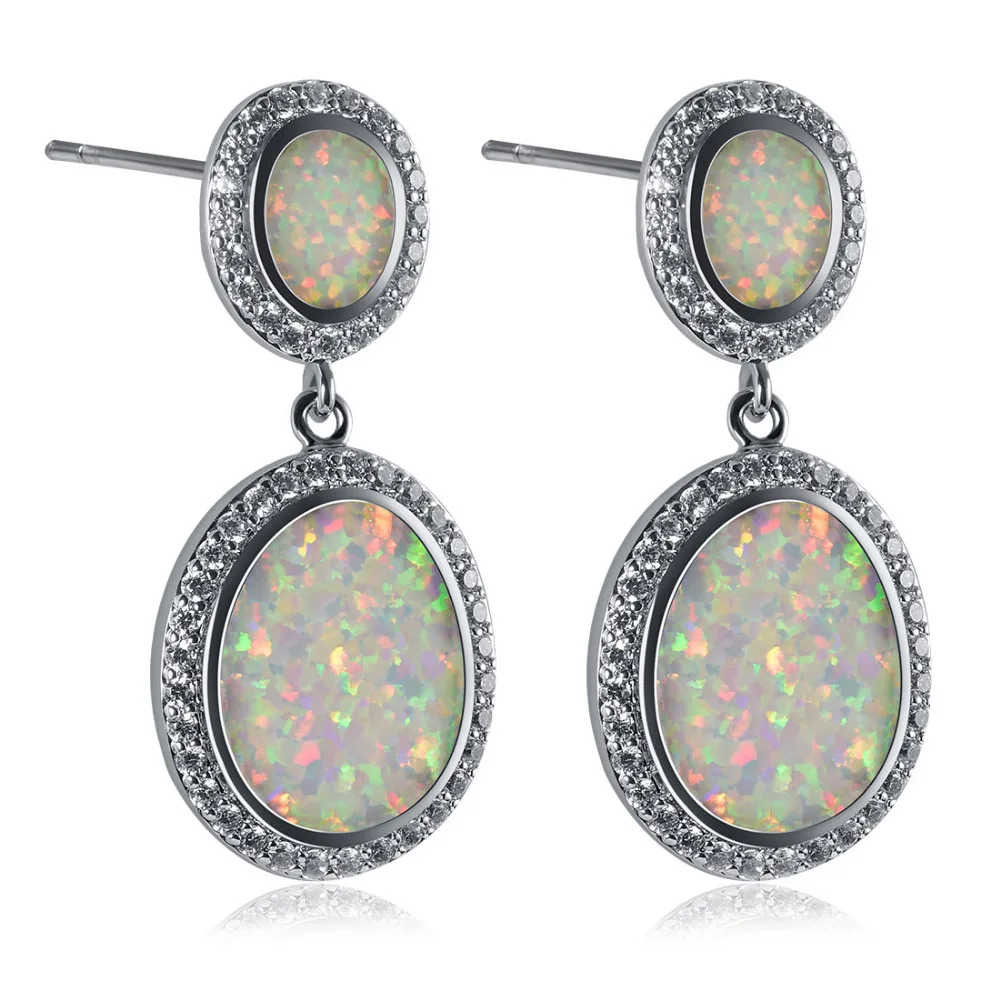 Модные серьги из стерлингового серебра 925 пробы с белым огненным опалом P298|earring