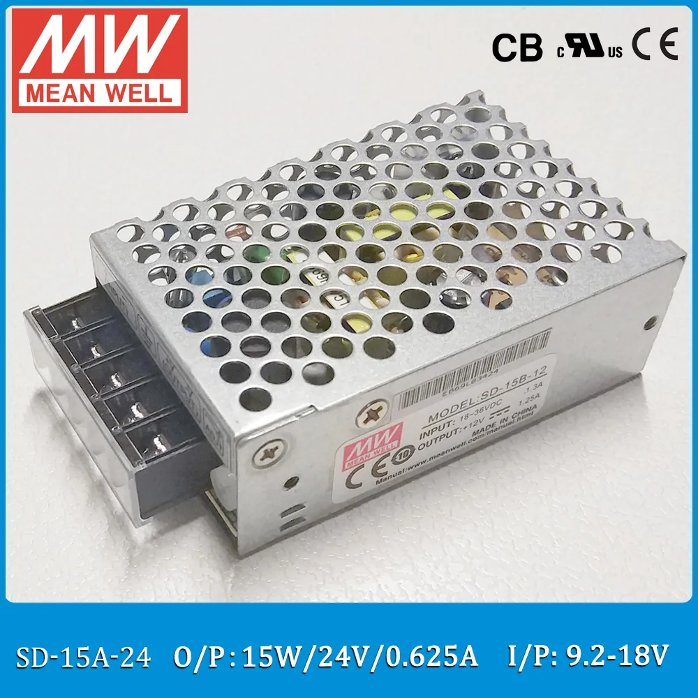 Оригинал MEAN WELL SD 15A 24 DC/DC одиночный выход 15 Вт 9 2 а В вход ~ 18 постоянного тока