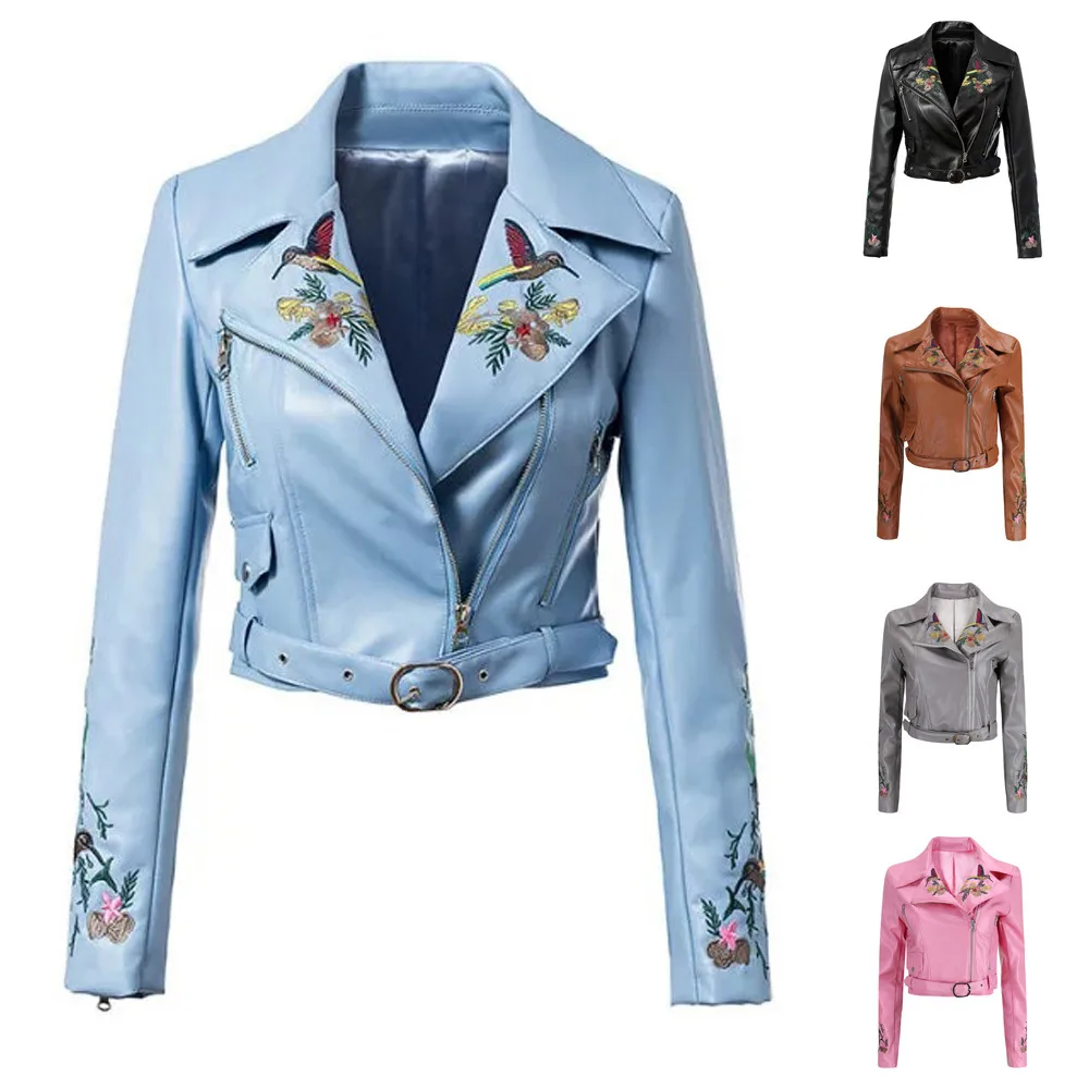 

New Autumn Winter Jacket Women Nice Casual Crop Jackets Belt Packet Slim Female Coats Lapel Leather Jacket Abrigo Mujer